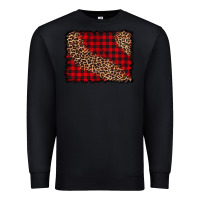 Black leopard buffalo plaid background Premium Sweatshirt - CowCowDesign