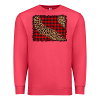 Cardinal leopard buffalo plaid background Premium Sweatshirt - CowCowDesign