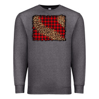 Charcoal Heather leopard buffalo plaid background Premium Sweatshirt - CowCowDesign