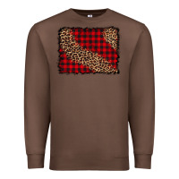 Chestnut leopard buffalo plaid background Premium Sweatshirt - CowCowDesign