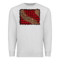 Dove Grey leopard buffalo plaid background Premium Sweatshirt - CowCowDesign