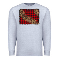 Heather Grey leopard buffalo plaid background Premium Sweatshirt - CowCowDesign