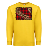Lemon leopard buffalo plaid background Premium Sweatshirt - CowCowDesign