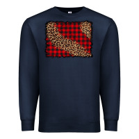 Navy leopard buffalo plaid background Premium Sweatshirt - CowCowDesign