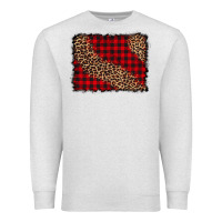 Oatmeal Heather leopard buffalo plaid background Premium Sweatshirt - CowCowDesign