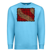 Ocean Blue leopard buffalo plaid background Premium Sweatshirt - CowCowDesign