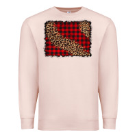 Pale Pink leopard buffalo plaid background Premium Sweatshirt - CowCowDesign