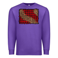 Purple leopard buffalo plaid background Premium Sweatshirt - CowCowDesign