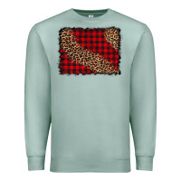 Seafoam leopard buffalo plaid background Premium Sweatshirt - CowCowDesign