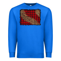 True Royal leopard buffalo plaid background Premium Sweatshirt - CowCowDesign