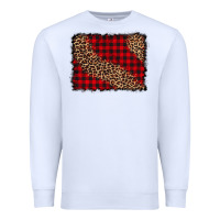 White leopard buffalo plaid background Premium Sweatshirt - CowCowDesign