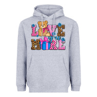 Heather Grey love you more olivia Heavyweight Hoodie - OliviaCreatesArt