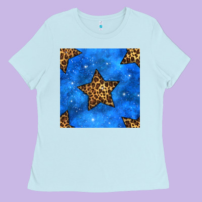 4th Of July Leopard Stars Seamless Pattern Ladies Tee Designed By Bundleandbundleshop