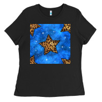 Black 4th of july leopard stars seamless pattern Ladies Tee - BundleAndBundleShop