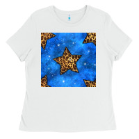 White 4th of july leopard stars seamless pattern Ladies Tee - BundleAndBundleShop