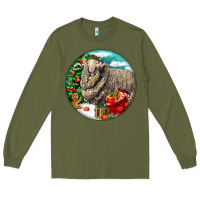 Army Green christmas merino wool sheep Long Sleeve Tee - LillyAllenDesigns