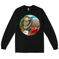 Black christmas merino wool sheep Long Sleeve Tee - LillyAllenDesigns