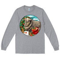 Heather Grey christmas merino wool sheep Long Sleeve Tee - LillyAllenDesigns