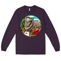 Plum christmas merino wool sheep Long Sleeve Tee - LillyAllenDesigns