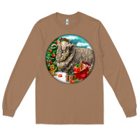 Toasted Coconut christmas merino wool sheep Long Sleeve Tee - LillyAllenDesigns