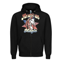 Black American unicorn magic Zipper Hoodie - HowdyJamesFarm
