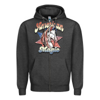 Charcoal Heather American unicorn magic Zipper Hoodie - HowdyJamesFarm