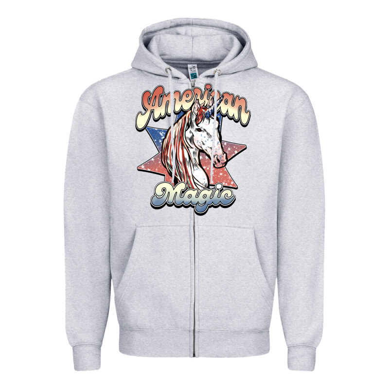 American Unicorn Magic Zipper Hoodie by HowdyJamesFarm | Teevron