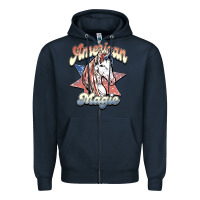Navy American unicorn magic Zipper Hoodie - HowdyJamesFarm