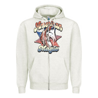 Oatmeal Heather American unicorn magic Zipper Hoodie - HowdyJamesFarm