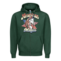 Sports Green American unicorn magic Zipper Hoodie - HowdyJamesFarm