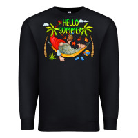 Black Hello Summer Premium Sweatshirt - CowCowDesign