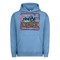 Pigment Pebble Blue Nurse life leopard frame Urban Hoodie - LillyAllenDesigns