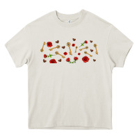 Cream rosses and keys Heavy Core Tee - AdoDesignShop
