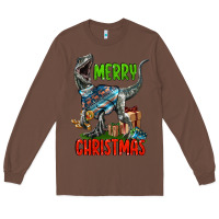 Chestnut merry christmas velociraptor Long Sleeve Tee - LillyAllenDesigns