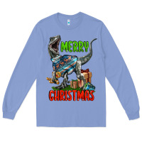 Colony Blue merry christmas velociraptor Long Sleeve Tee - LillyAllenDesigns
