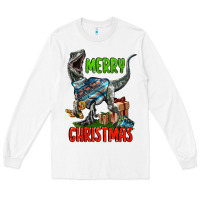 White merry christmas velociraptor Long Sleeve Tee - LillyAllenDesigns