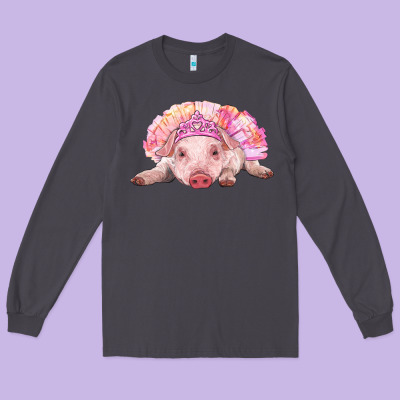 Balerina Baby Pig With Tutu Long Sleeve Tee Designed By Ranaportraitstore