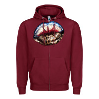 Burgundy American lip leopard 4th of july Zipper Hoodie - HowdyJamesFarm