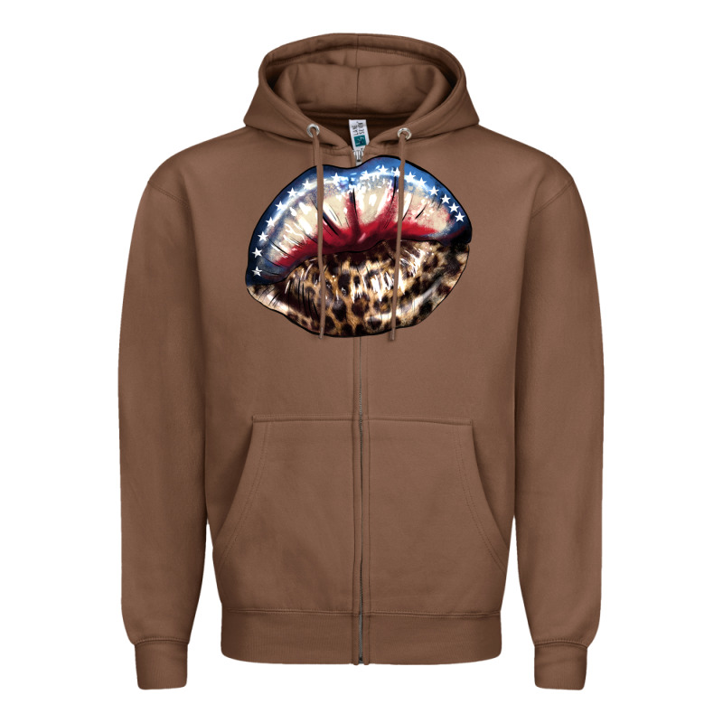 American Lip Leopard 4th Of July Zipper Hoodie by HowdyJamesFarm | Teevron
