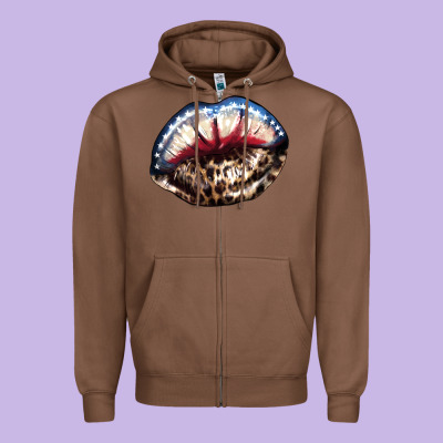 American Lip Leopard 4th Of July Zipper Hoodie Designed By Howdyjamesfarm