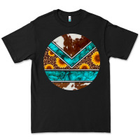 Black turquoise cowhide leopard sunflowers round Premium Tee - Artiststas