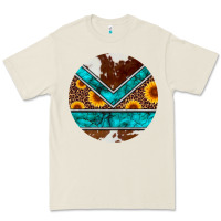 Turquoise Cowhide Leopard Sunflowers Round Premium Tee | Teevron