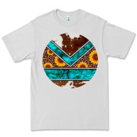 Dove Grey turquoise cowhide leopard sunflowers round Premium Tee - Artiststas