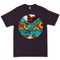Plum turquoise cowhide leopard sunflowers round Premium Tee - Artiststas
