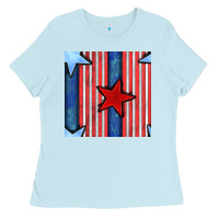 Baby Blue 4th of july stars and stripes seamless pattern Ladies Tee - BundleAndBundleShop