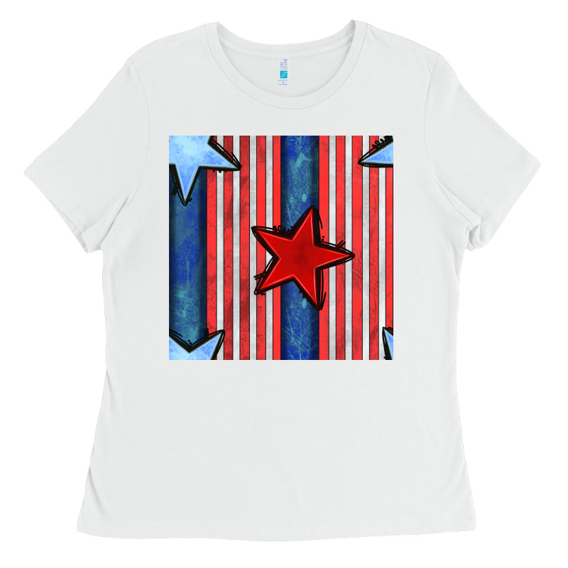 4th Of July Stars And Stripes Seamless Pattern Ladies Tee by BundleAndBundleShop | Teevron