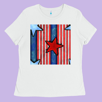 4th Of July Stars And Stripes Seamless Pattern Ladies Tee Designed By Bundleandbundleshop