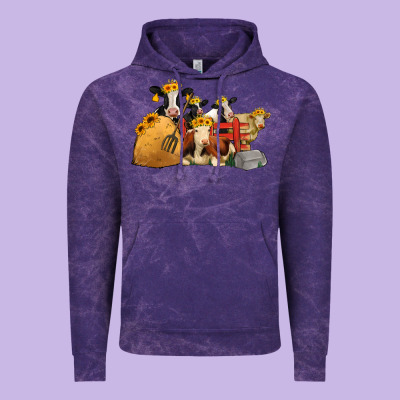 Cows With Sunflower Headbands Vintage Hoodie Designed By Jasminsmagicworld