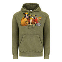 Vintage Olive Cows With Sunflower Headbands Vintage Hoodie - Jasminsmagicworld