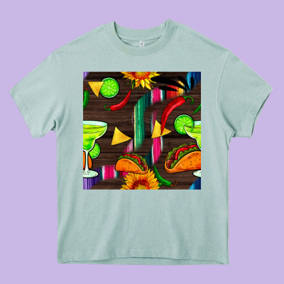Margarita And Taco Seamless Pattern Heavy Core Tee Designed By Bundleandbundleshop